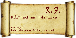 Kürschner Füzike névjegykártya